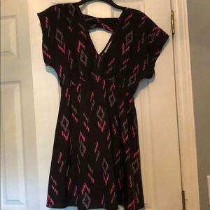 Black pink and purple patterned dress
